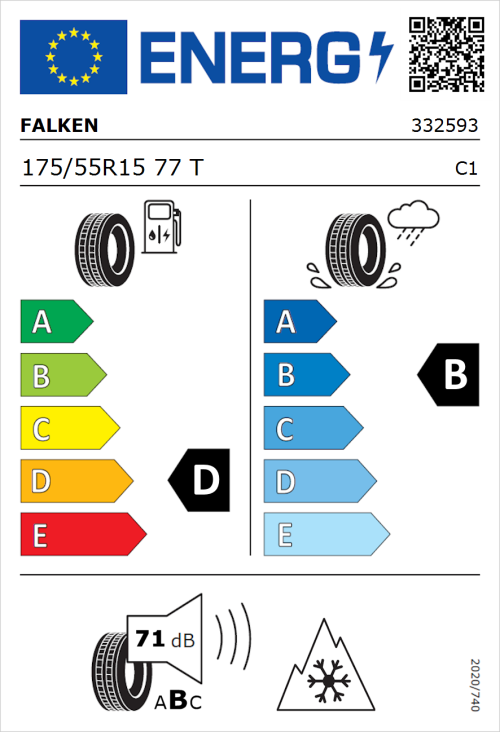 Tyre Label for Falken Euroall Season AS210 175/55R15 77T