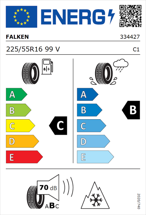 Tyre Label for Falken Euroall Season AS210 225/55R16 99V