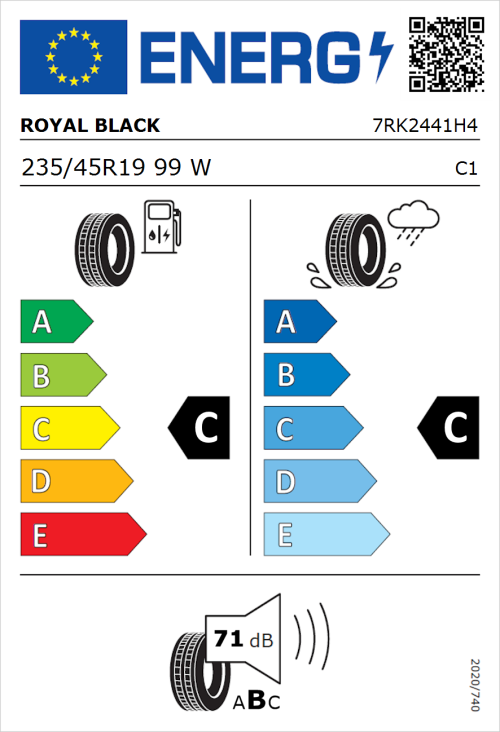 Tyre Label for Royal Black Explorer II 235/45R19 99W