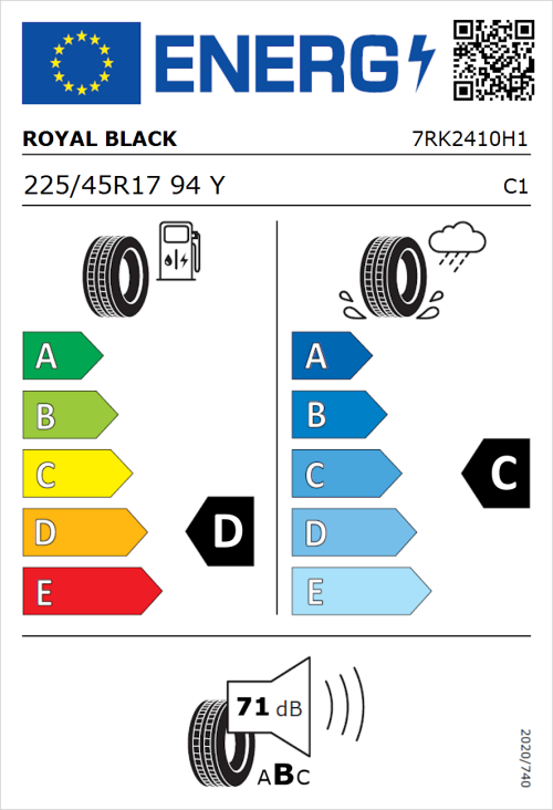 Tyre Label for Royal Black Explorer II 225/45R17 94Y